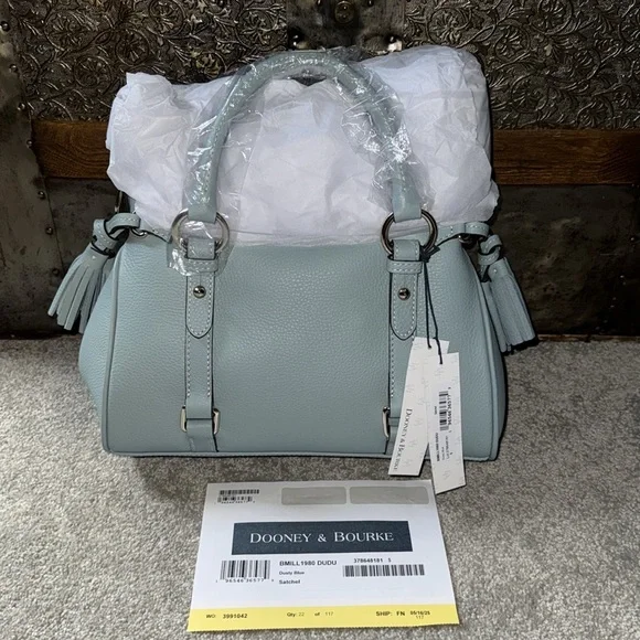 NWT Dooney & Bourke Sorrento Dusty Blue Satchel - Picture 6 of 14